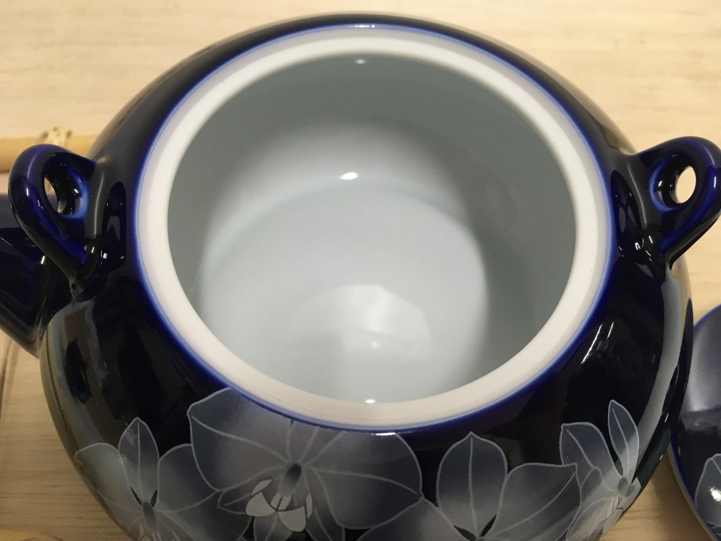 ※送料無料※ 香蘭社 ルリ胡蝶蘭 茶器揃 R1202-AF 土瓶1 蓋つき湯吞5 未使用 囗G