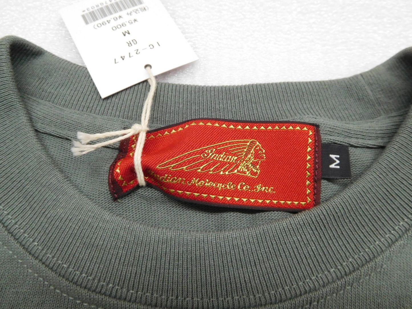 タグ付!インディアンモトサイクル コットンシャツ IC-2747 グリーン size:M囗T巛