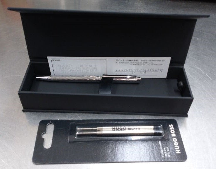 中古美品 ヒューゴボス HUGOBOSS ボールペン ソフィスティケイテッド クロームダイヤモンド 囗T巛