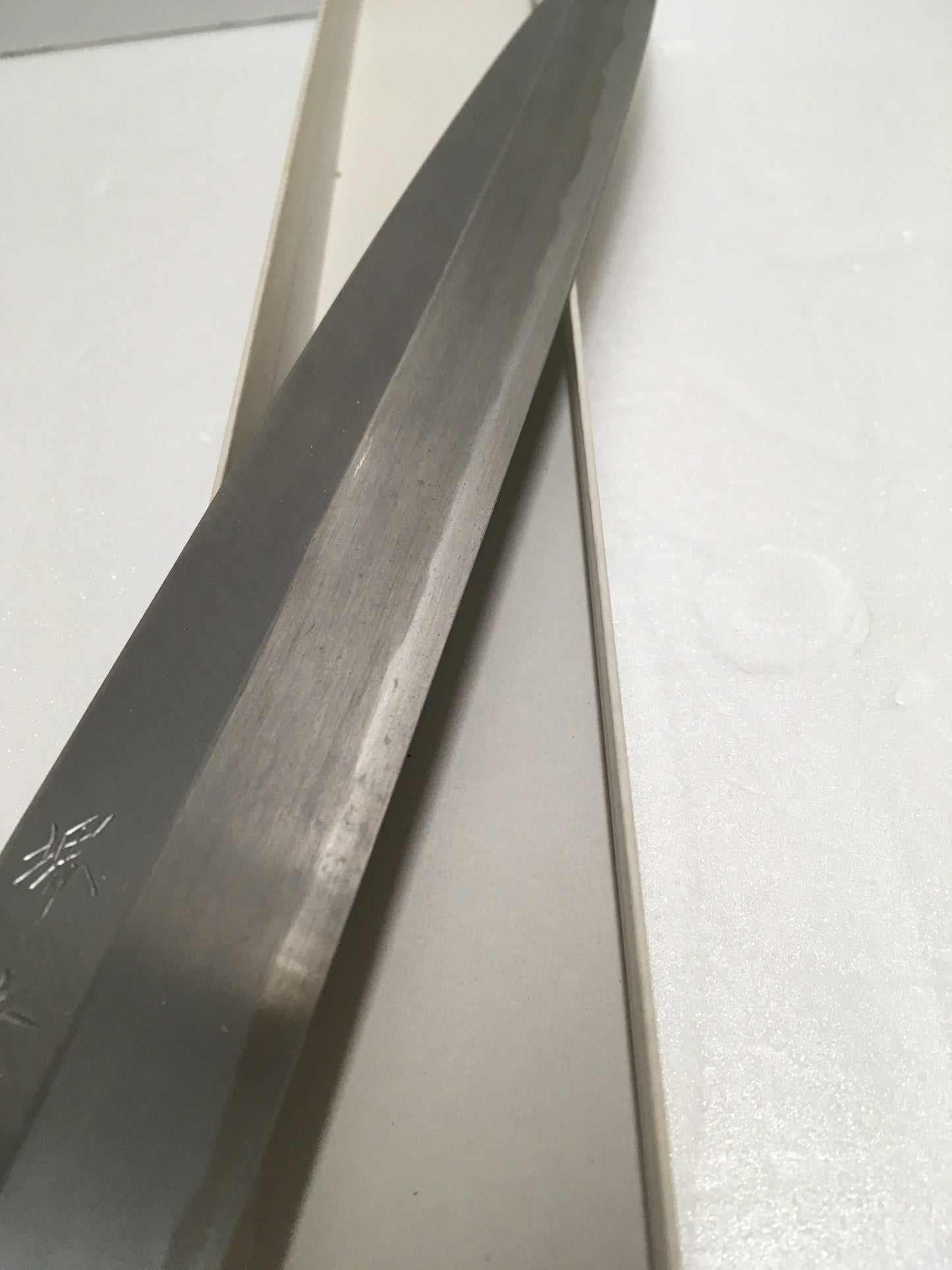 ※送料無料※ 堺章正作 カスミ研 柳刃包丁 青銅 本水牛柄 御料理包丁 長期保管 未使用相当 囗G