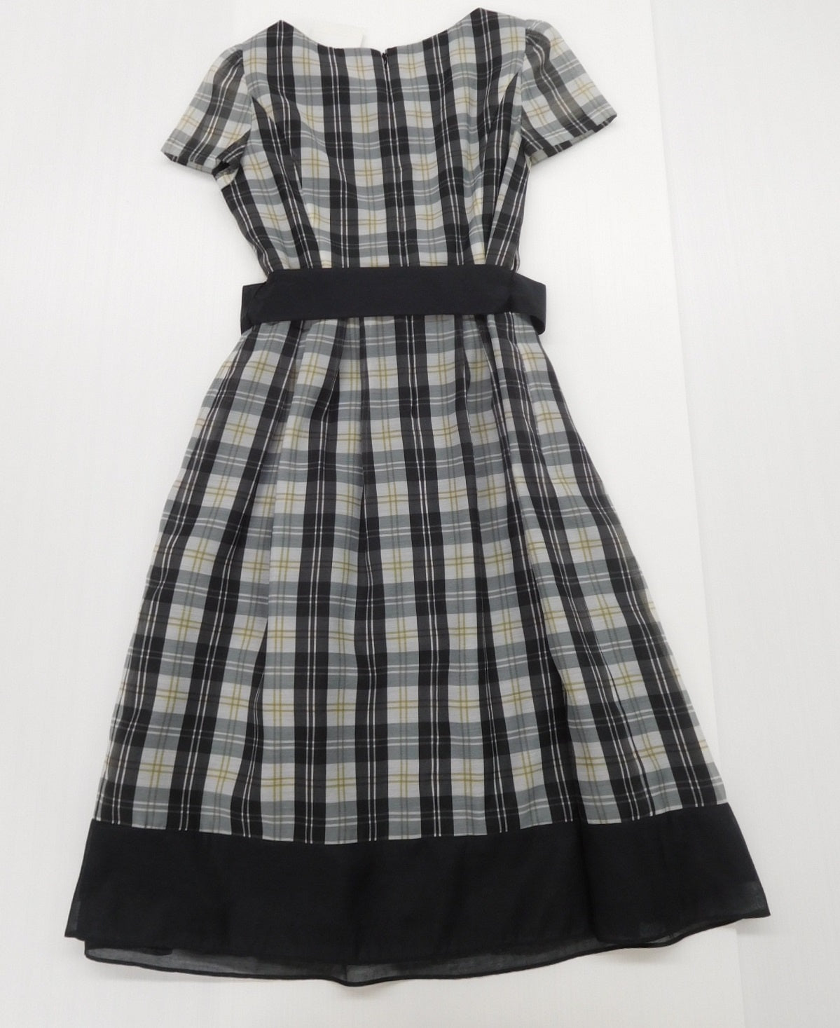 タグ付!M’S GRACY エムズグレイシー ワンピース ブラックチェック 日本製 size:38囗T巛