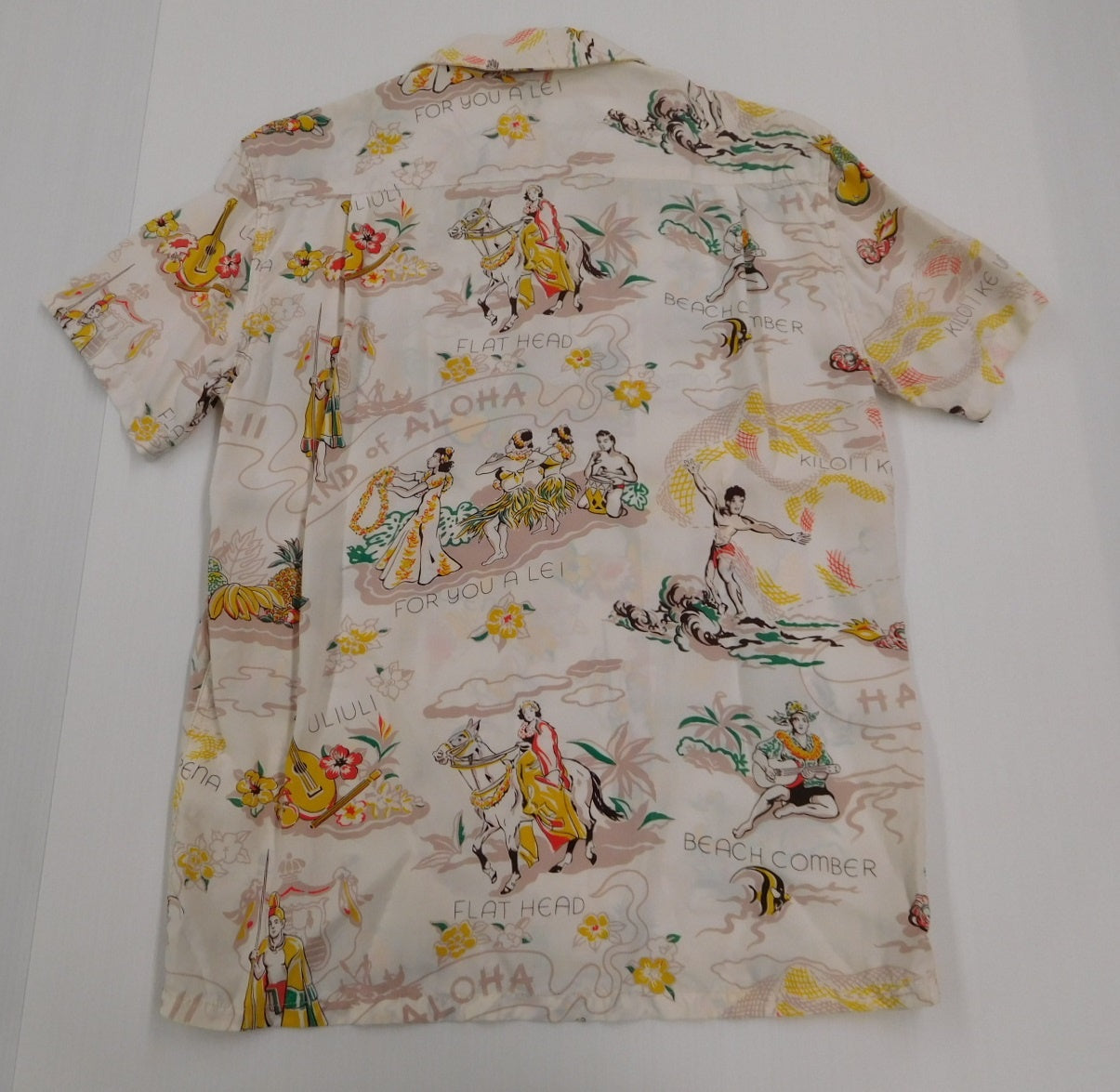 THE FLAT HEAD ザ・フラットヘッド アロハシャツ レーヨン100% ベージュ size:XS囗T巛