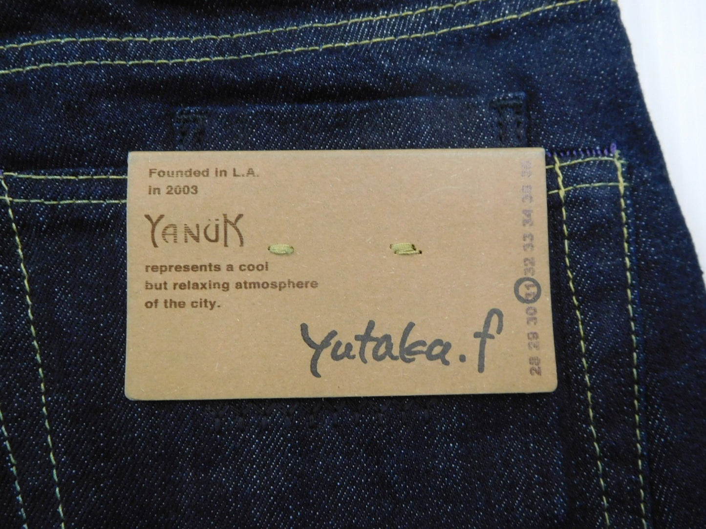 タグ付!YANUK ヤヌーク 藤原裕 VINCENT Ⅱ デニムパンツ 57211510 ワンウォッシュ インディゴ size:31囗T巛