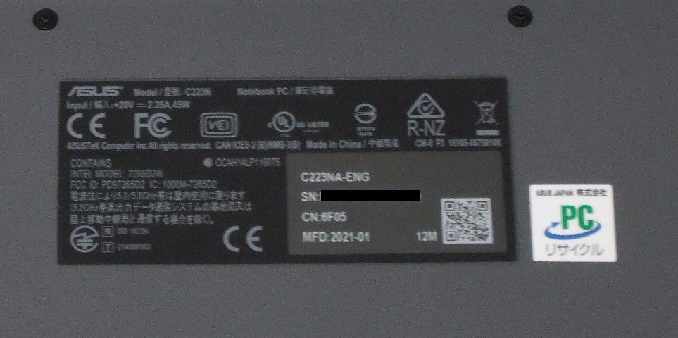 ASUS Chromebook C223NA-ENG囗T巛