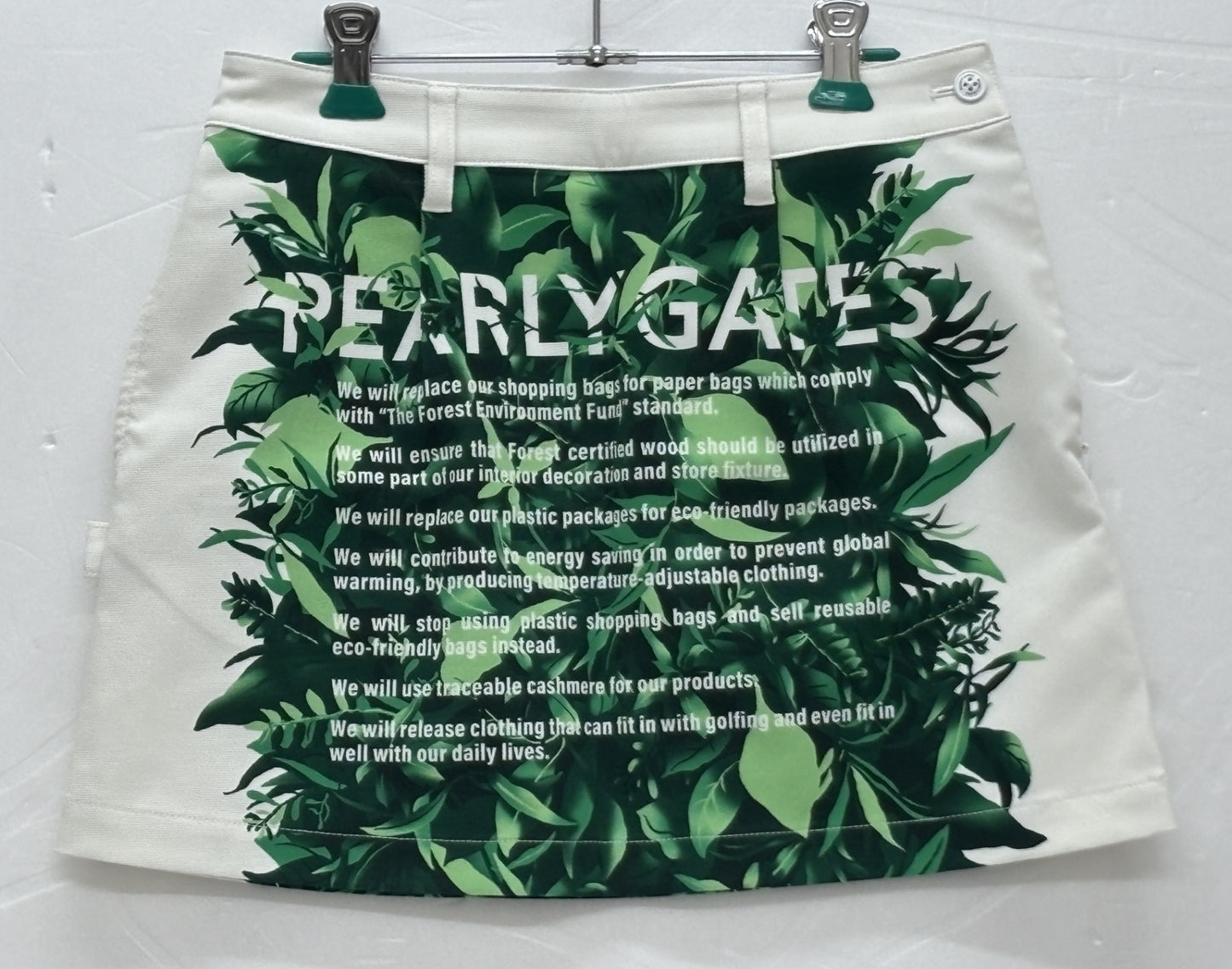 ※送料無料※ PEARLY GATES パーリーゲイツ レディース ミニスカート リーフ柄 表記サイズ0 古着 囗G