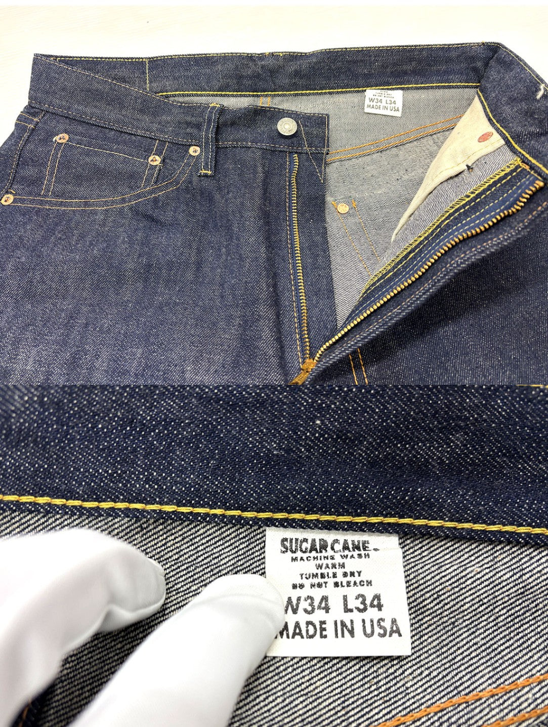 シュガーケーン SC41955N デニムパンツ W34 USA製 SUGAR CANE 長期保管品 ※カビ臭あり