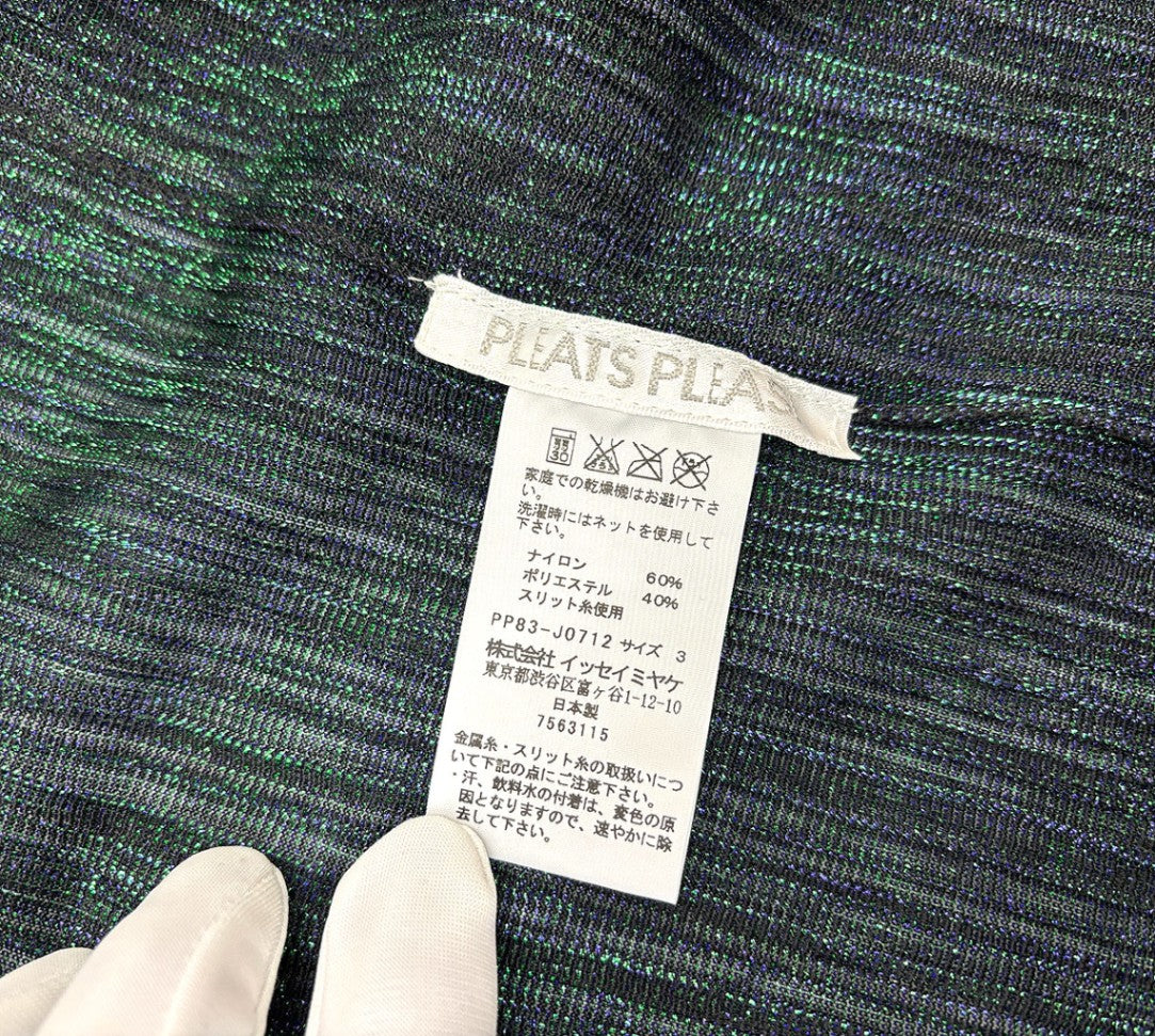 PLEATS PLEASE ISSEY MIYAKE ラメ プリーツ カーディガン サイズ3 プリーツプリーズ イッセイミヤケ PP83-J0712