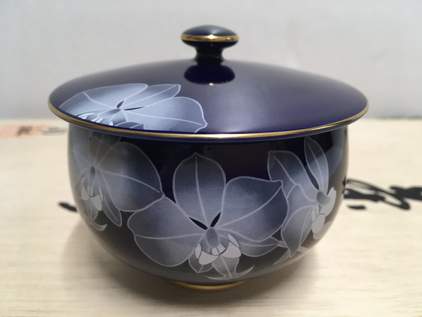 ※送料無料※ 香蘭社 ルリ胡蝶蘭 茶器揃 R1202-AF 土瓶1 蓋つき湯吞5 未使用 囗G