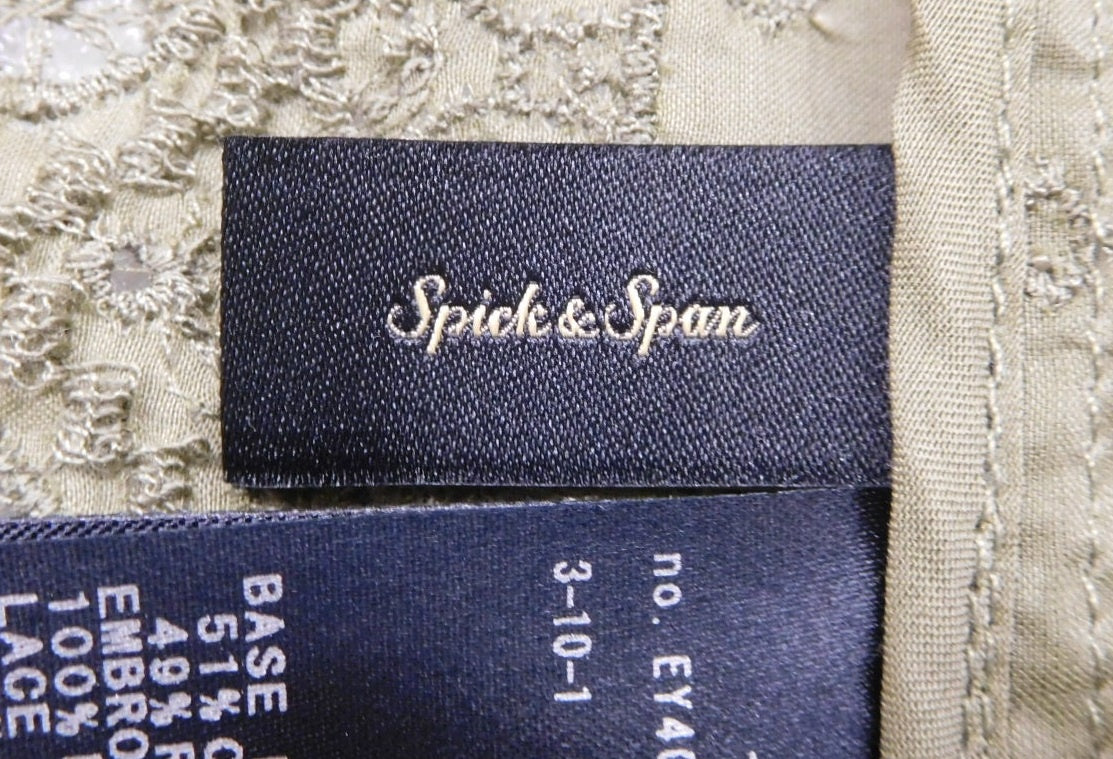 タグ付!Spick and Span スピックアンドスパン シアーブロイダーレースブラウス カーキ size:F囗T巛