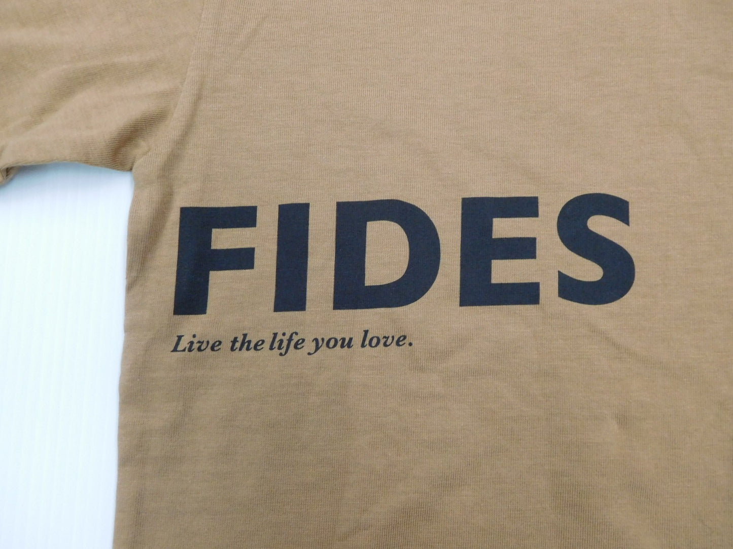 タグ付!FIDES 半袖Tシャツ コットン100% キャメル 日本製 size:S囗T巛