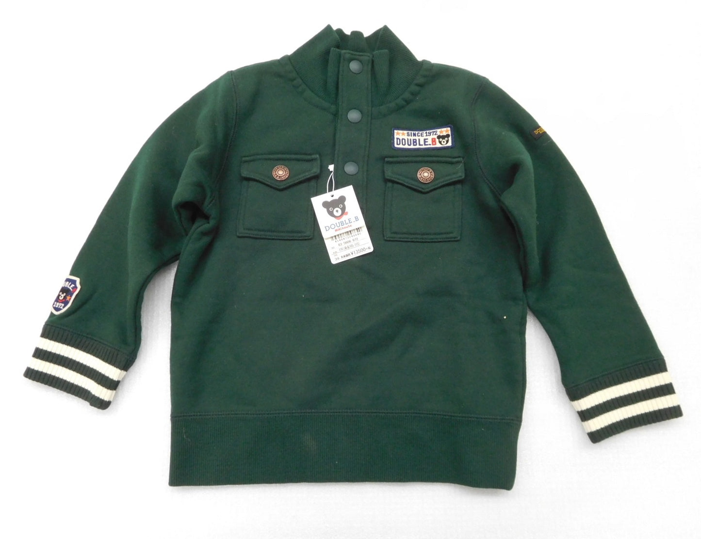 タグ付!MIKI HOUSE ミキハウス DOUBLE.B 裏起毛トレーナー グリーン size:110cm囗T巛