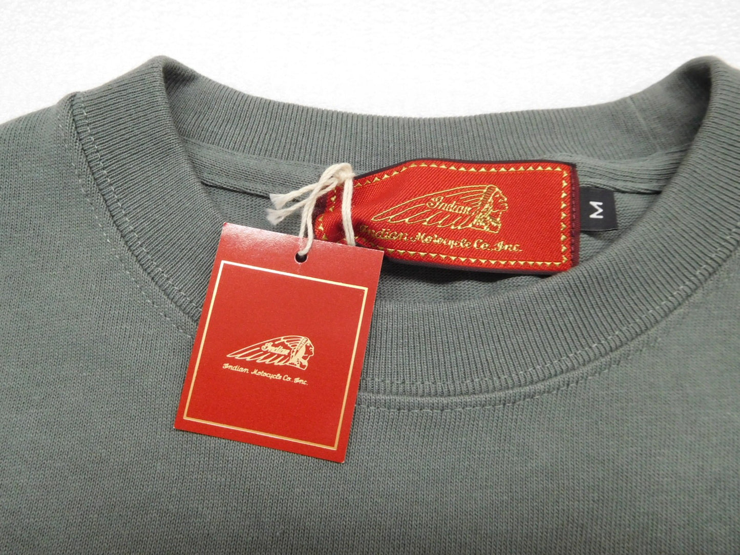 タグ付!インディアンモトサイクル コットンシャツ IC-2747 グリーン size:M囗T巛
