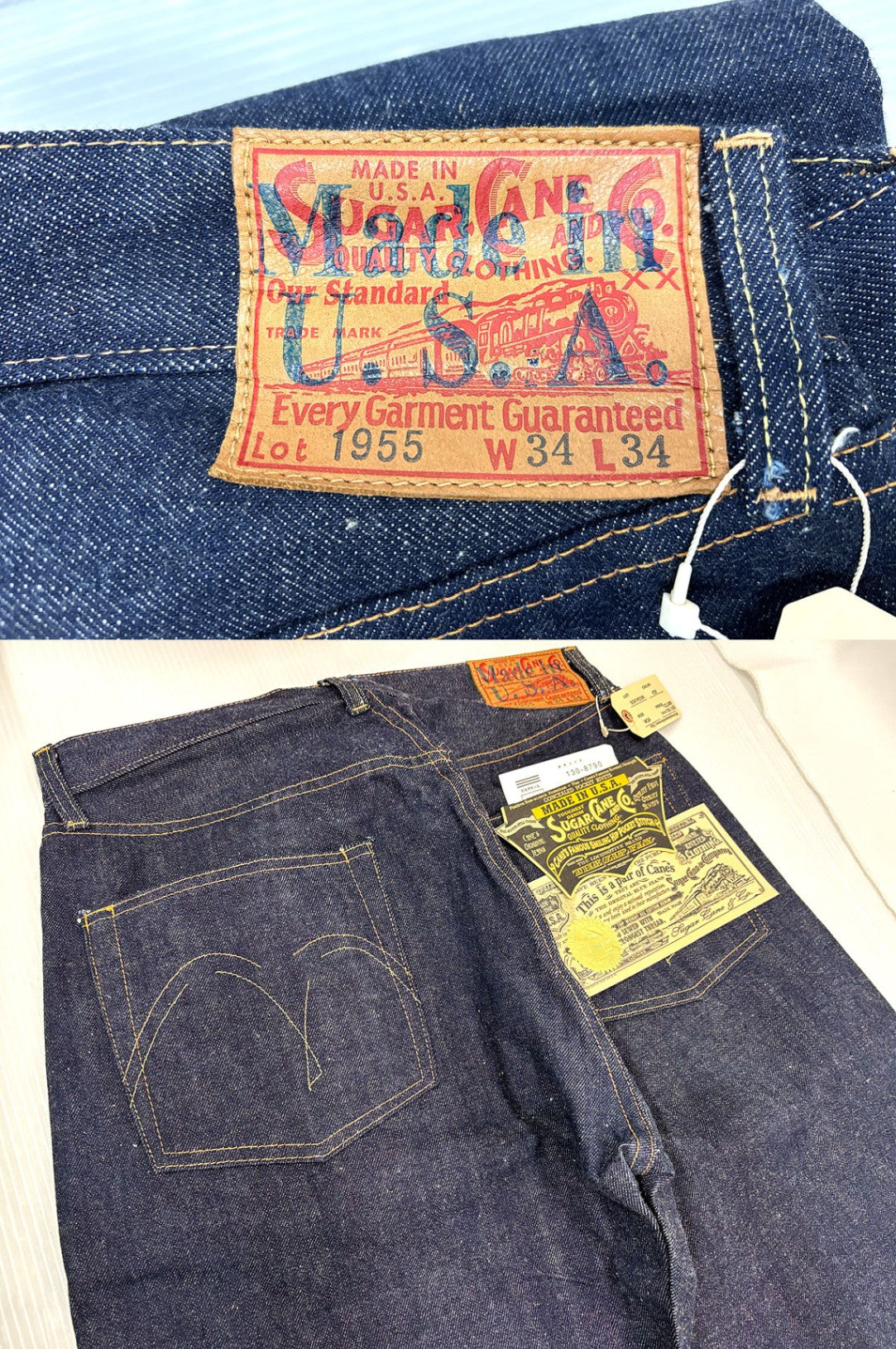シュガーケーン SC41955N デニムパンツ W34 USA製 SUGAR CANE 長期保管品 ※カビ臭あり