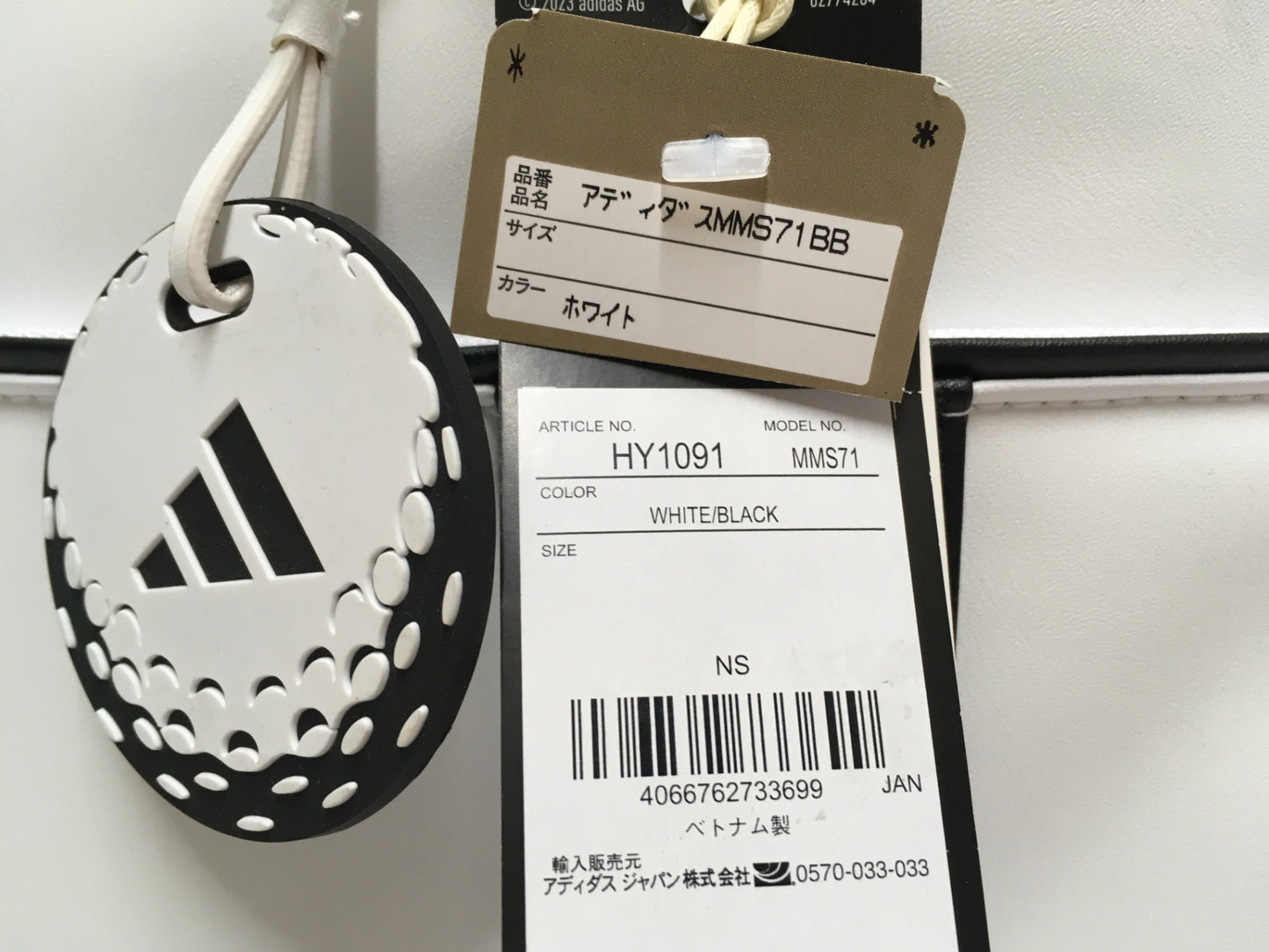 ※送料無料※ adidas アディダス スリーストライプ ボストンバッグ MMS71 ホワイト×ブラック ゴルフバッグ 未使用 囗G