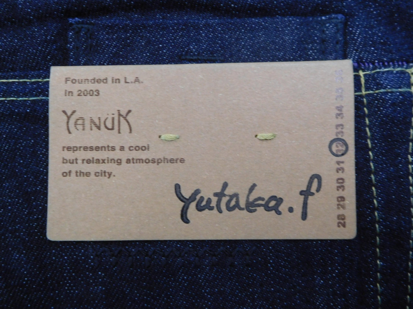 タグ付!YANUK ヤヌーク 藤原裕 VINCENT Ⅱ デニムパンツ 57211510 ワンウォッシュ インディゴ size:32囗T巛