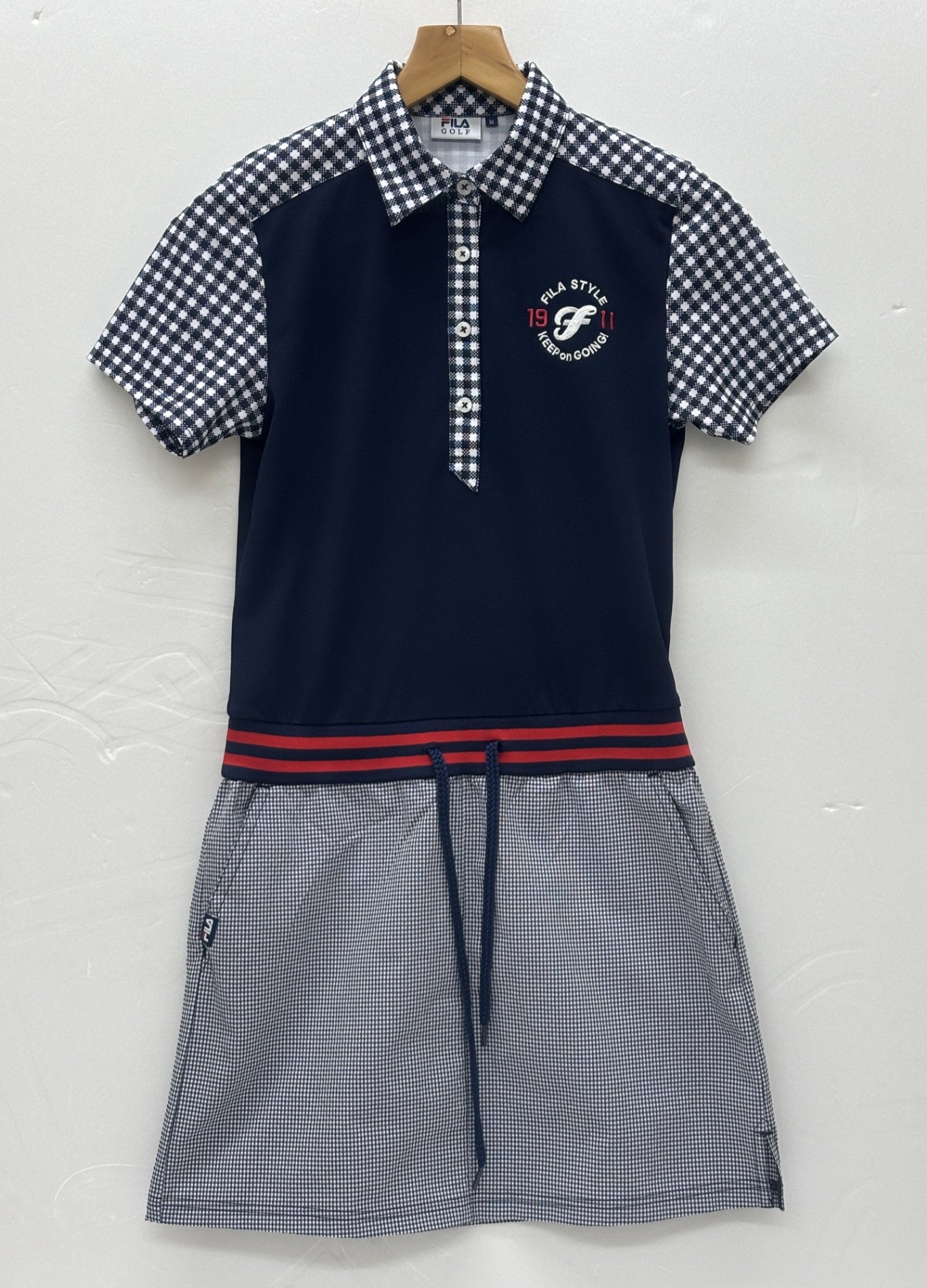 ※送料無料※ FILA GOLF フィラゴルフ レディース ポロ ワンピース 半袖 チェック サイズM 古着 囗G