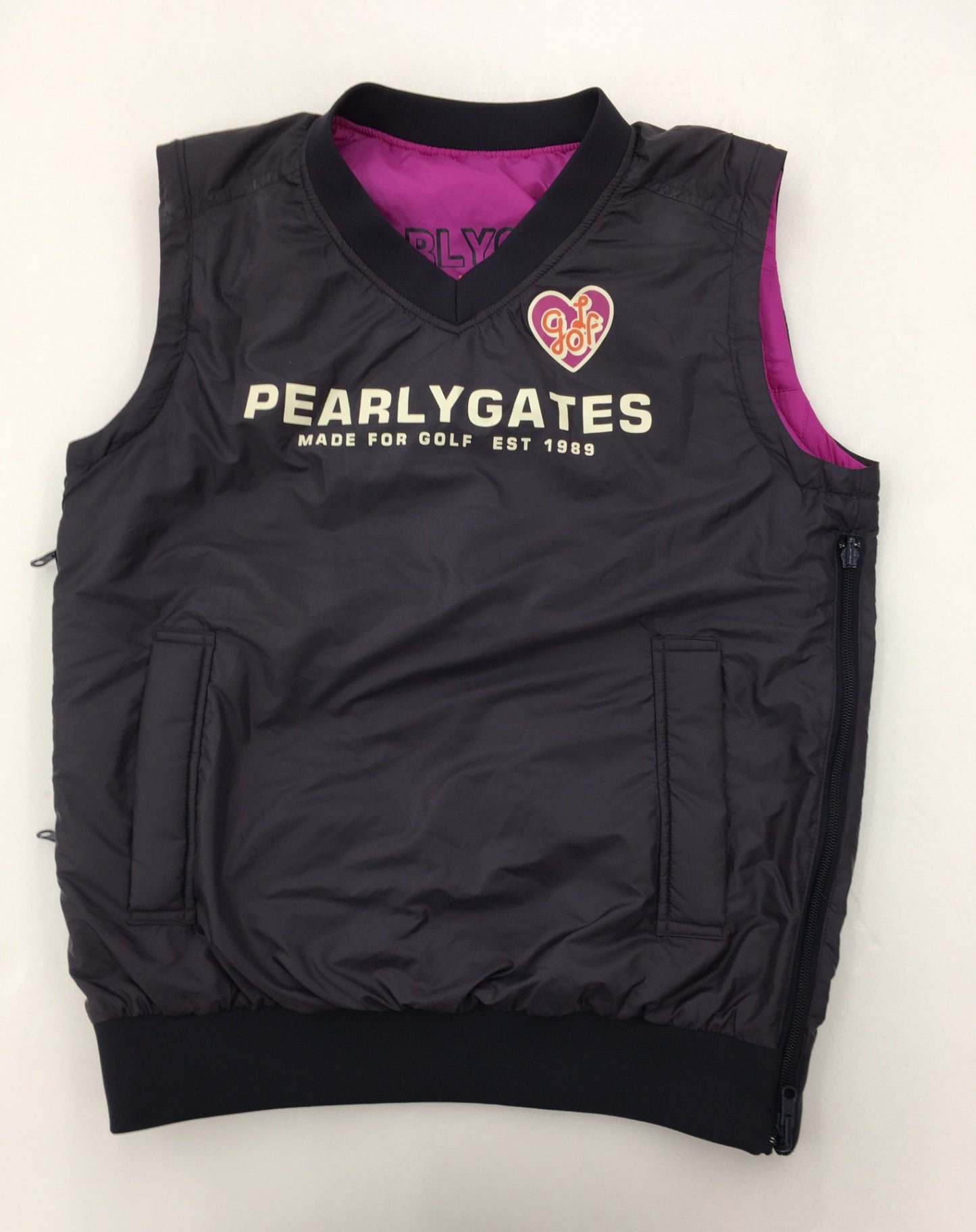 ※送料無料※ PEARLY GATES パーリーゲイツ レディース リバーシブル プルオーバー ナイロンベスト 表記サイズ1 古着 囗G