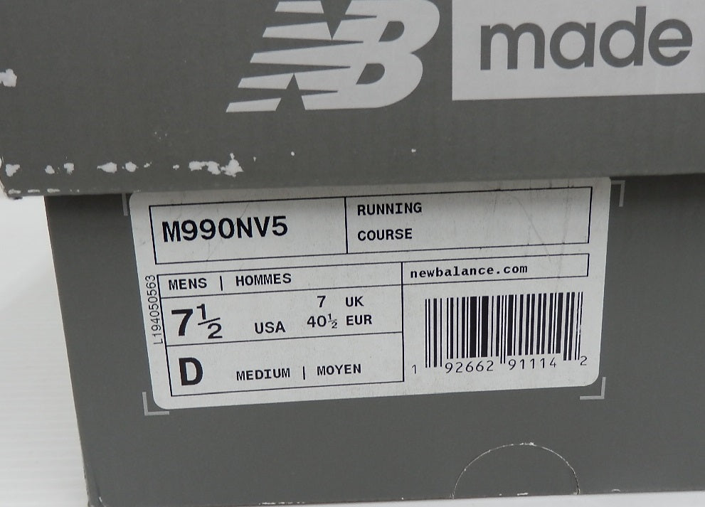 New Balance ニューバランス メンズスニーカー M990NV5 ネイビー USA製 size:25.5cm囗T巛