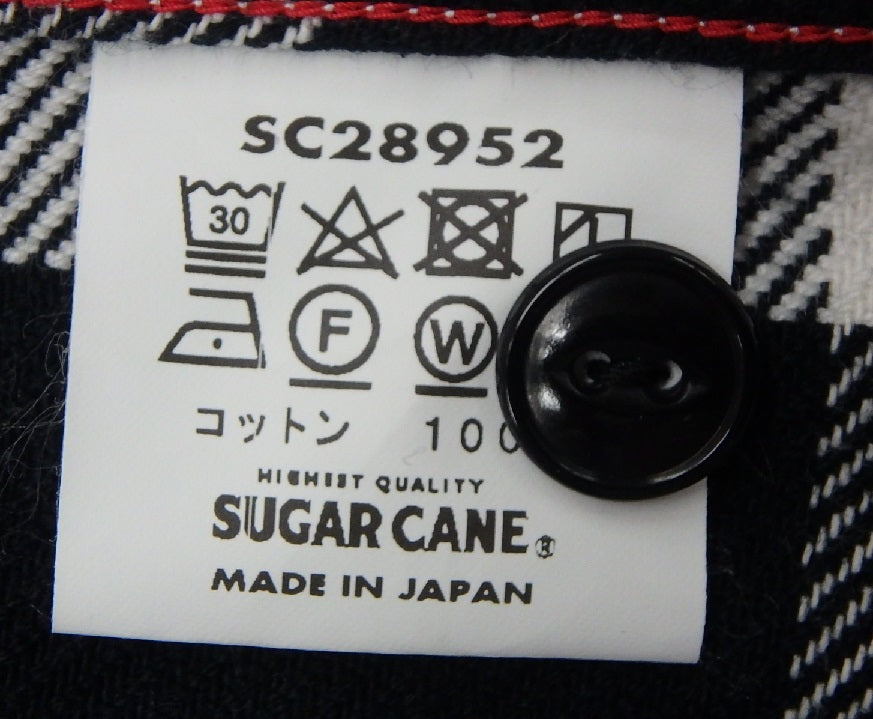 SUGARCANE シュガーケーン 長袖コットンシャツ ブラック&ホワイト SC28952 size:16-16 1/2囗T巛
