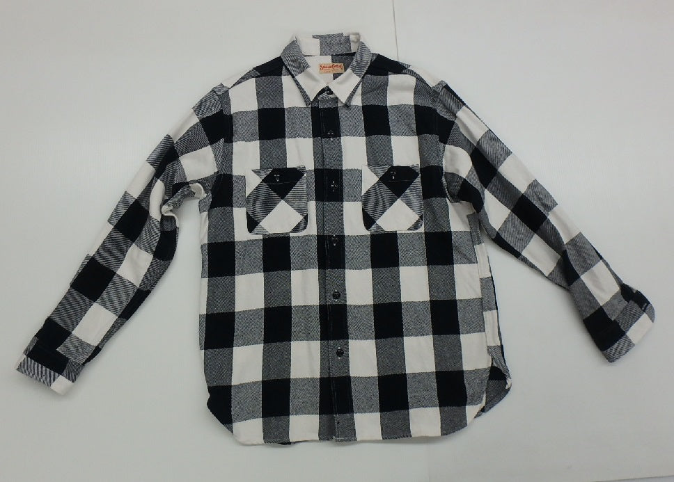 SUGARCANE シュガーケーン 長袖コットンシャツ ブラック&ホワイト SC28952 size:16-16 1/2囗T巛