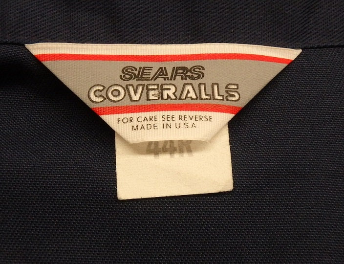 SEARS COVERALLS シアーズ カバーオールズ 80年代 つなぎ ネイビー アメリカ製 size:44R囗T巛