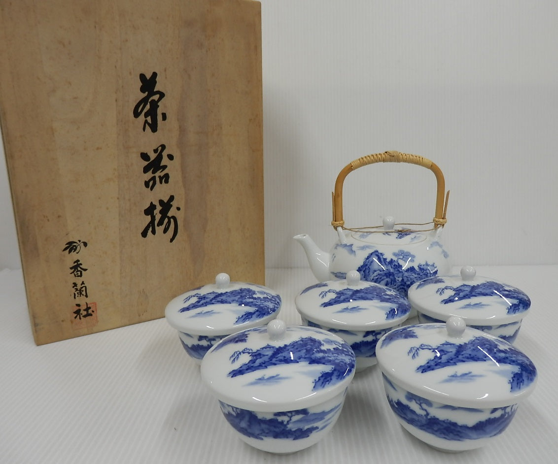 未使用！香蘭社 山水 茶器揃 湯呑5客 急須 箱あり囗T巛 – フライズ-オンラインショップ