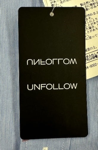 タグ付!UNFOLLOW アンフォロー ベイクルーズ 長袖コットンシャツ ブルー 日本製 size:1囗T巛