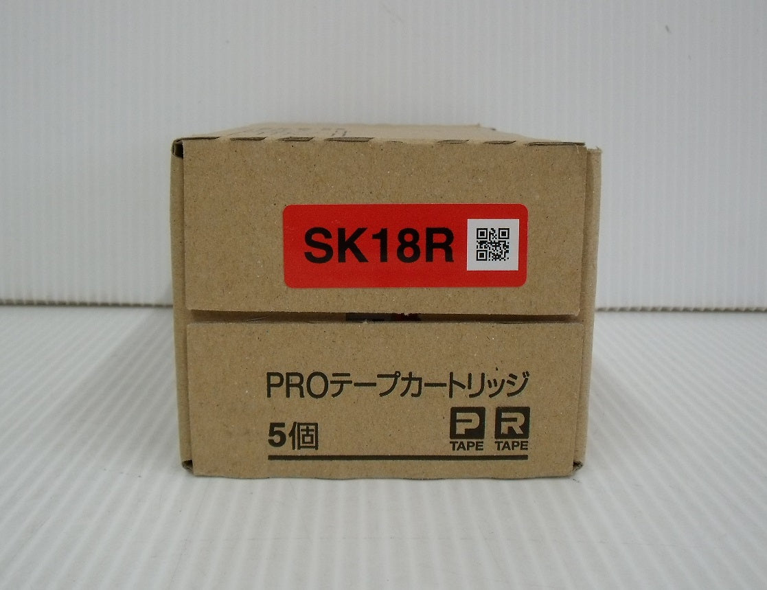 未開封!キングジム PROテープカートリッジ 18mm 蛍光レッド 黒文字 SK18R 5個入り囗T巛