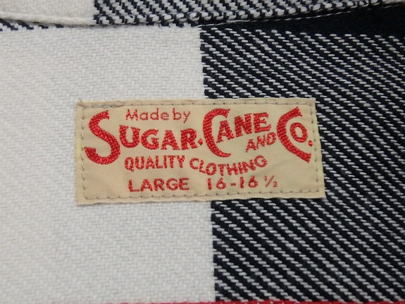 SUGARCANE シュガーケーン 長袖コットンシャツ ブラック&ホワイト SC28952 size:16-16 1/2囗T巛