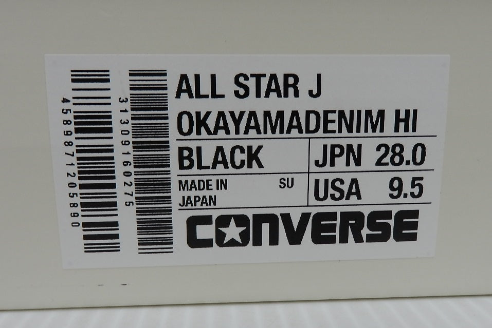 未使用!CONVERSE コンバース オールスター J 岡山デニム ハイ ブラック 31309160275 size:28.0cm囗T巛