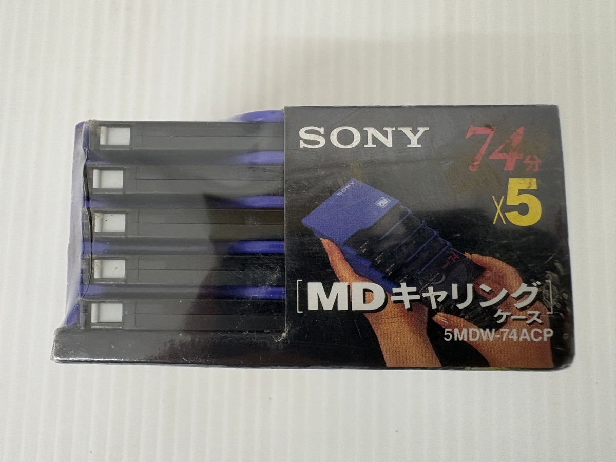 未使用 SONY ソニー MD 74分 5枚 5MDW-74ACP キャリングケース付 MiniDisc 日本製 当時物