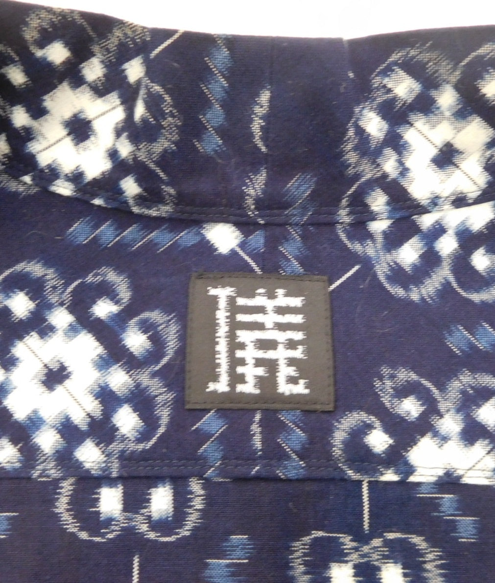 義右ヱ門 ギエモン オカモト商店 ブラウス ネイビー 日本製 綿100％ 久留米絣 size:表記なし囗T巛