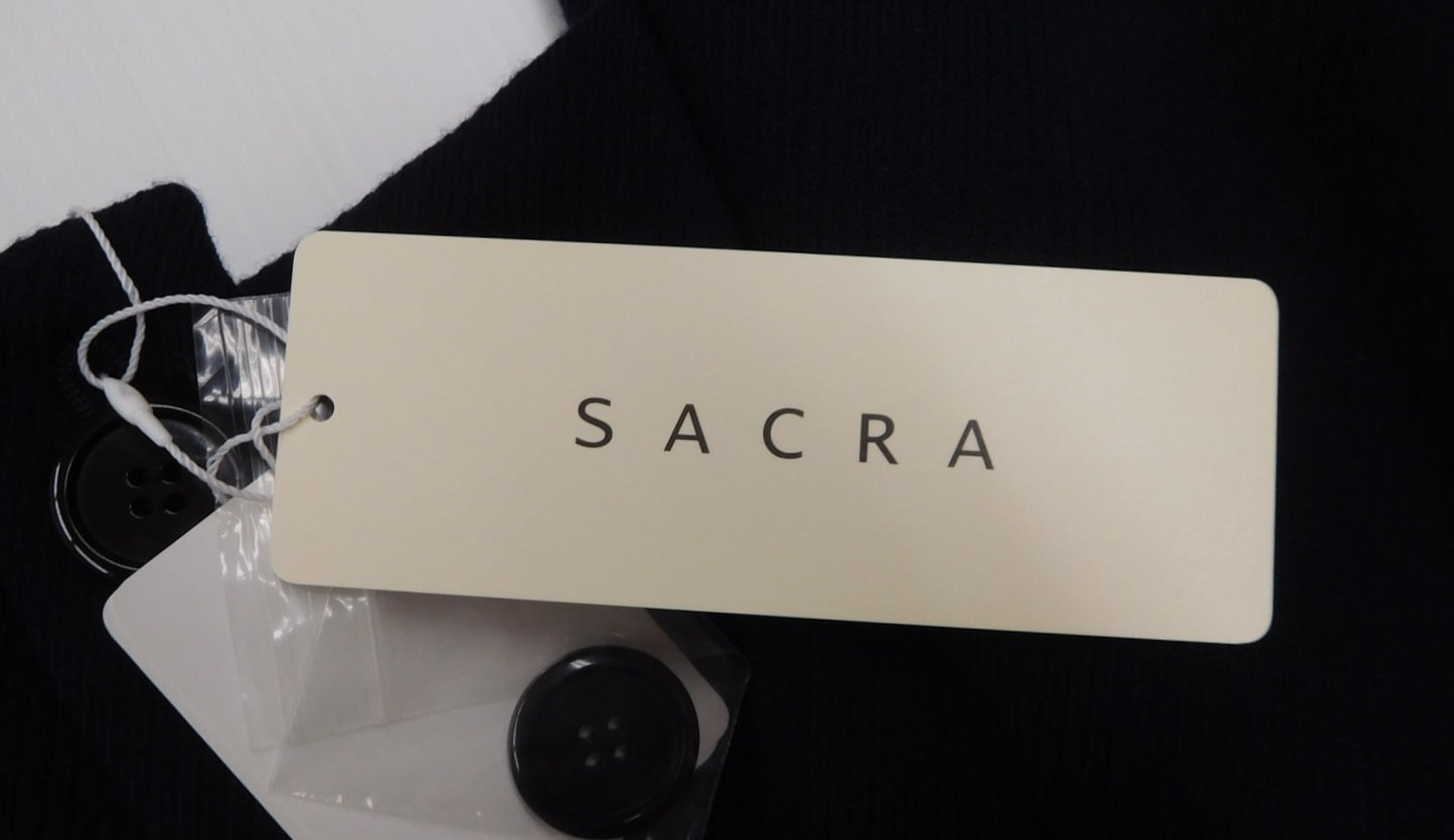 タグ付！SACRA サクラ ベルテッドワンピース 118504041 ネイビー size:38囗T巛