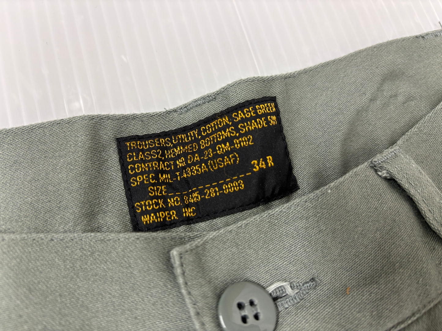 ワイパー WAIPER 米軍 U.S.AIR FORCE WP1014 コットンサテン ユーティリティ トラウザーズ パンツ サイズ34R