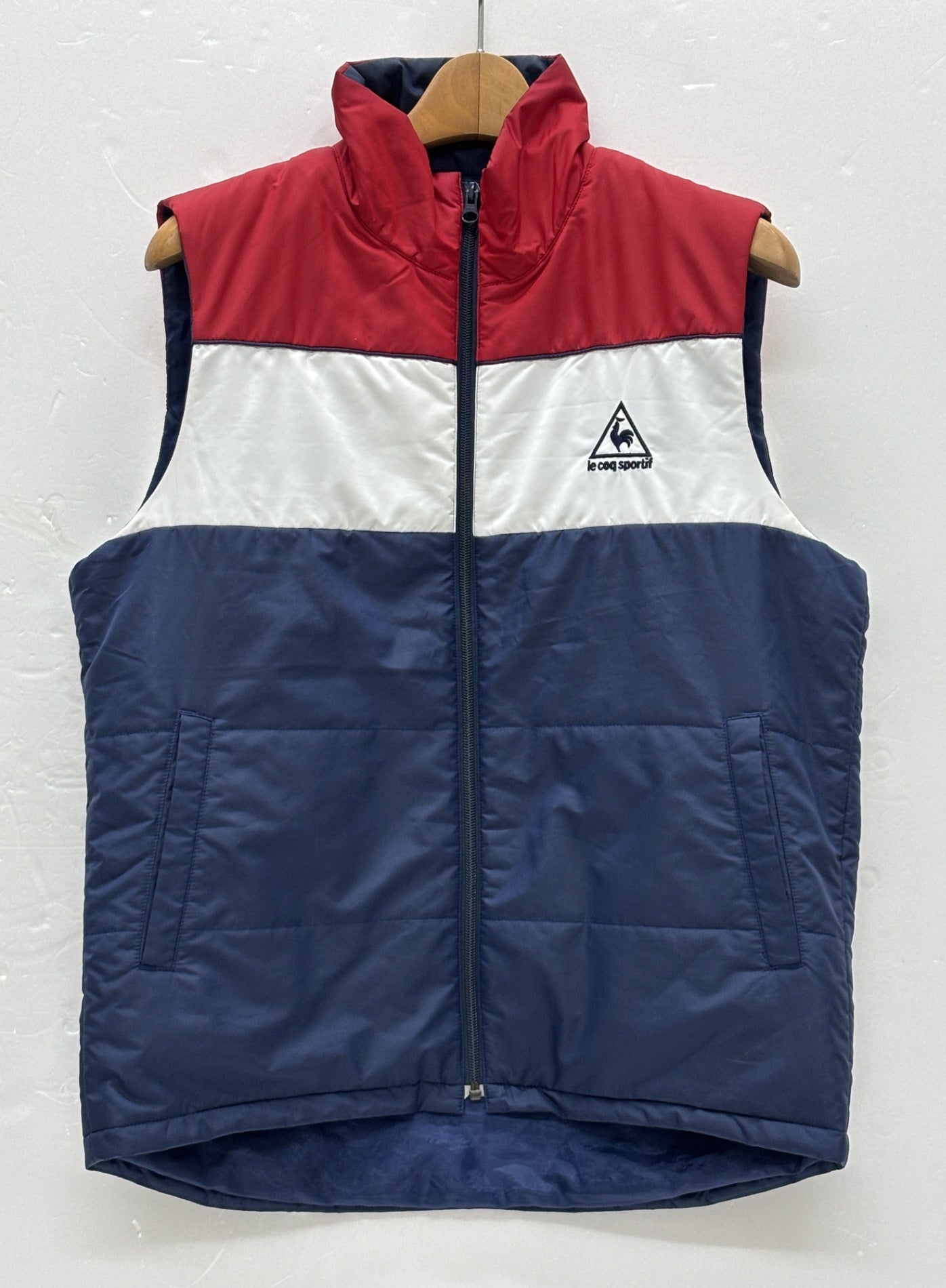 ※送料無料※ le coq sportif ルコック ゴルフ メンズ アウターベスト トリコロールカラー サイズL 古着 囗G