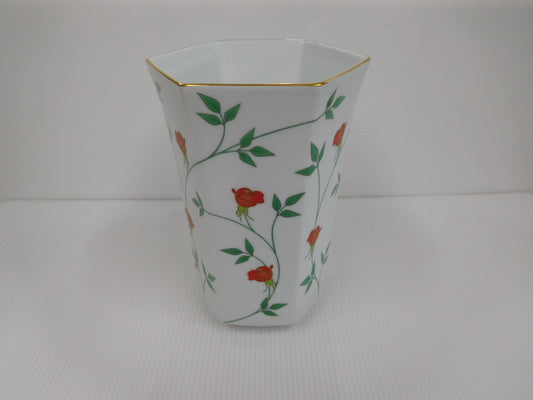 送料無料 香蘭社 バラ柄 花瓶 囗T巛
