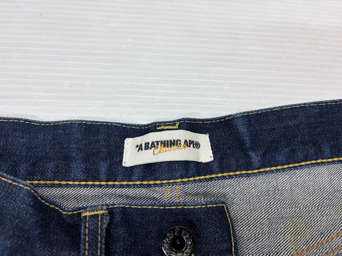 A BATHING APE エイプ デニム パンツ Mサイズ Fire BAPESTA