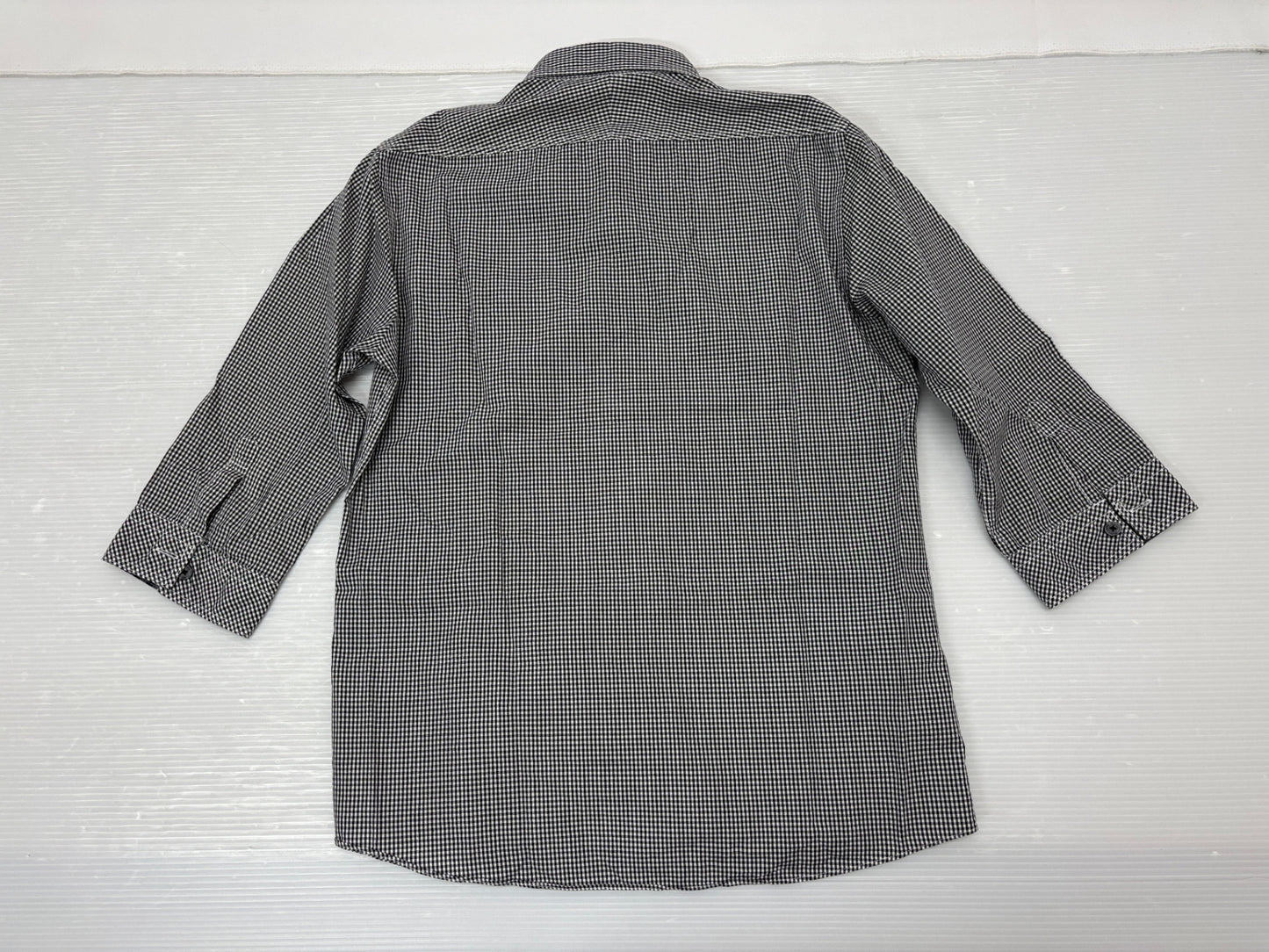 バーバリーブラックレーベル 七分袖 ボタンシャツ ギンガムチェック コットン サイズ2 BURBERRY BLACK LABE