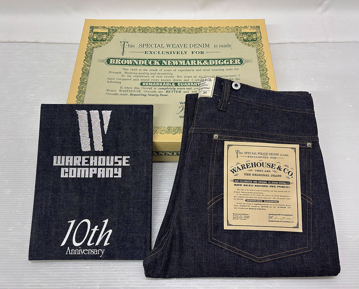 【送料無料】WAREHOUSE ウエアハウス 1601 デニムパンツ 10周年記念 ブラックベアモデル 34