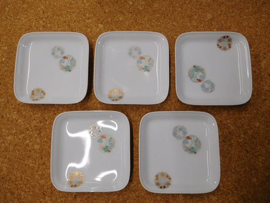 深川製磁 ひめ丸紋 和菓子皿揃(５枚)囗T巛