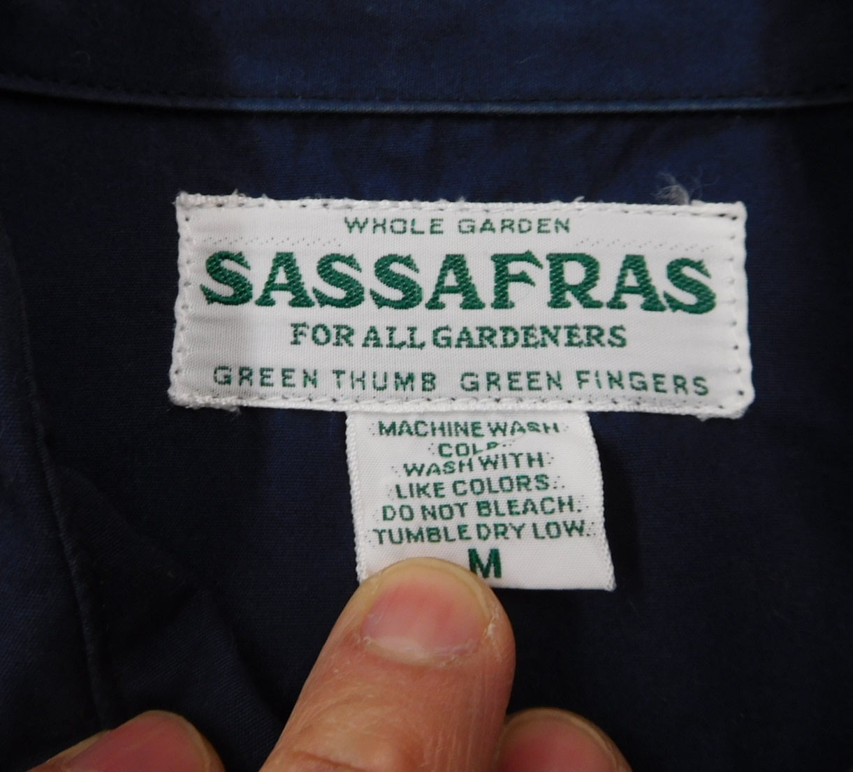 SASAFRAS ササフラス 長袖コットンシャツ ネイビー 日本製 size:M囗T巛