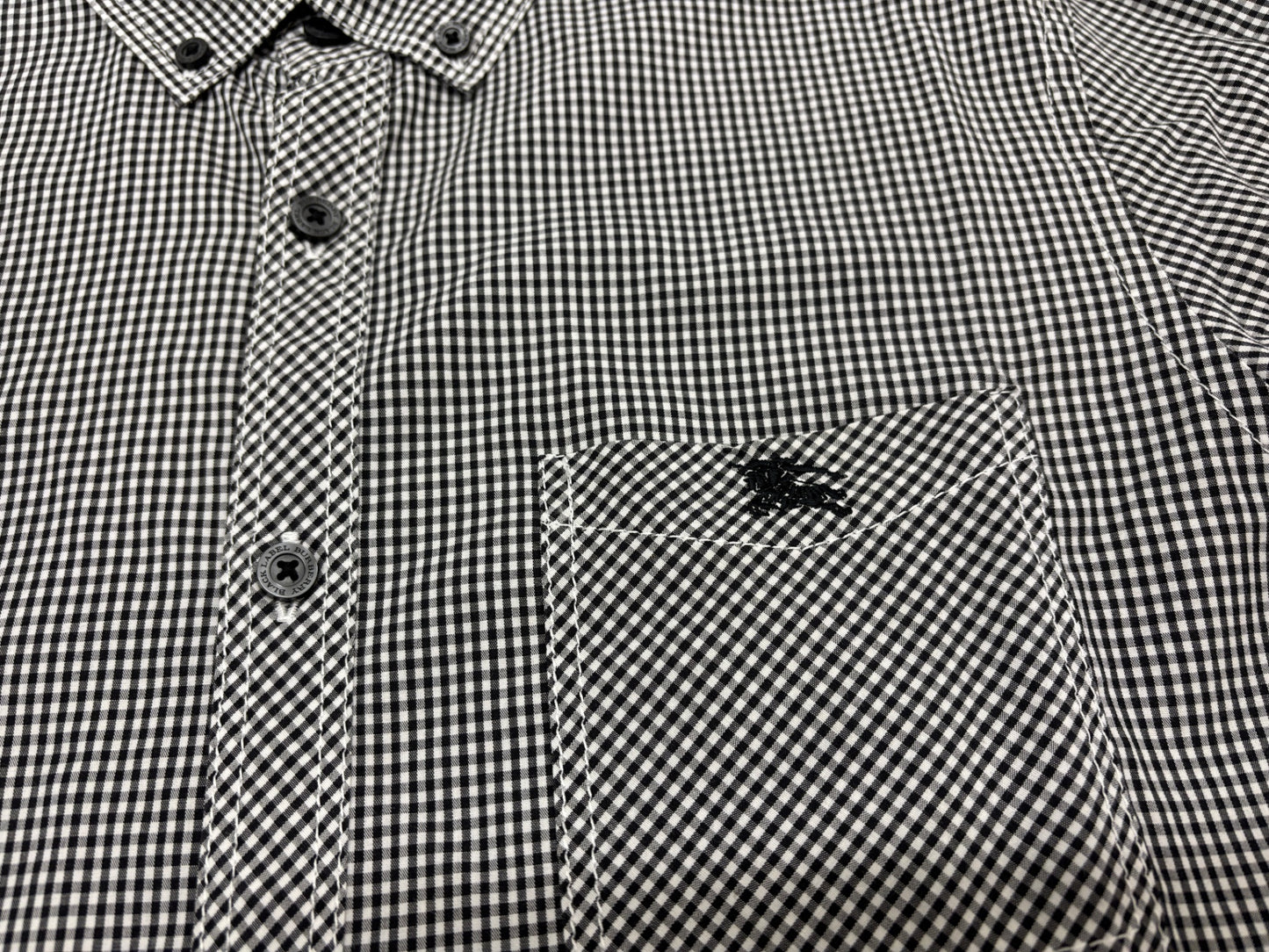 バーバリーブラックレーベル 七分袖 ボタンシャツ ギンガムチェック コットン サイズ2 BURBERRY BLACK LABE