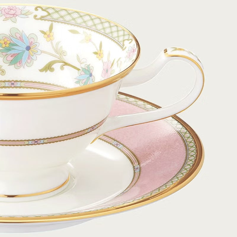 ※送料無料※ Noritake ノリタケ ヨシノ グリーン&ピンク ティーカップ&ソーサー ペアセット Y6988C 998307 未使用品 囗G