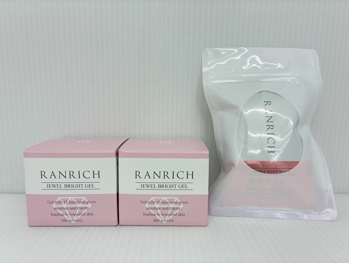 RANRICH 美白オールインワン 宝石ジェル 50g×2 卵白ホイップ石鹸 1