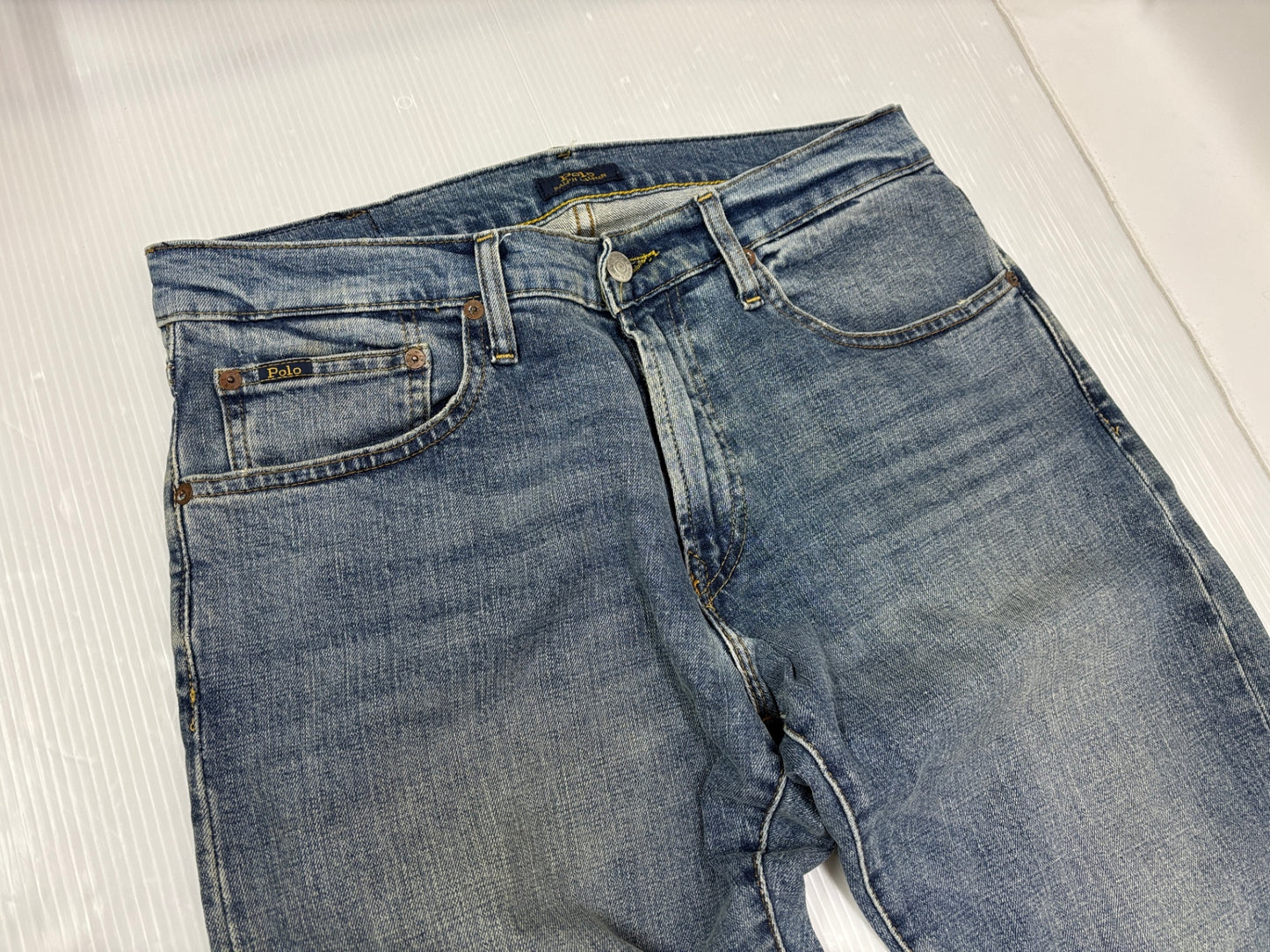 ポロ ラルフローレン デニムパンツ スリム ストレート USED加工 32×30 POLO RALPHLAUREN VARICK SLIM STRAIGHT