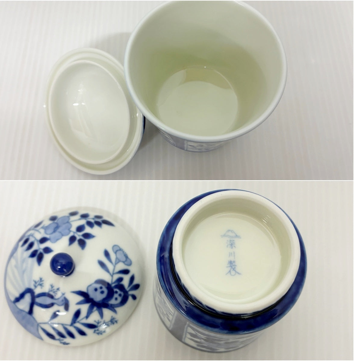 未使用 有田焼 宮内庁御用達 深川製磁 御湯呑 芙蓉手 珠型大湯呑