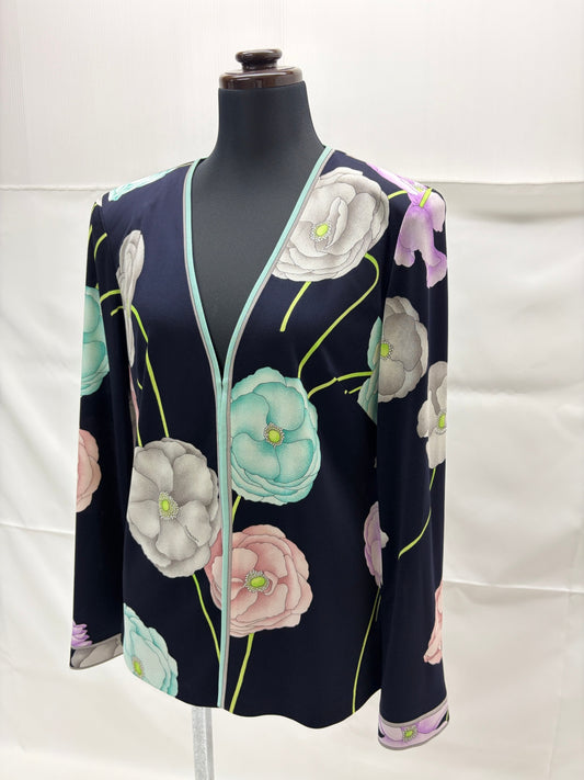 レオナール ファッション ノーカラー ジャケット ストレッチ サイズM LEONARD FASHION