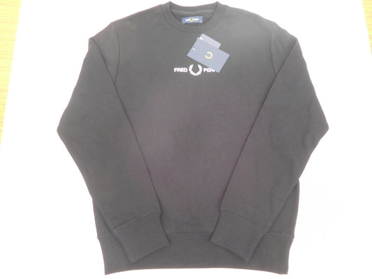 FRED PERRY エンブロイデット スウェット M2644 表記サイズM ブラック囗T巛