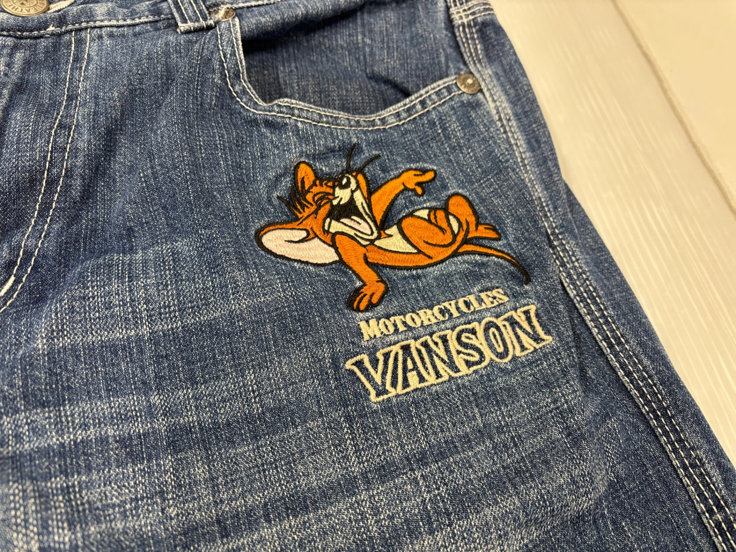 Vanson バンソン トムとジェリー デニムパンツ ジーンズ 刺繍 サイズ36