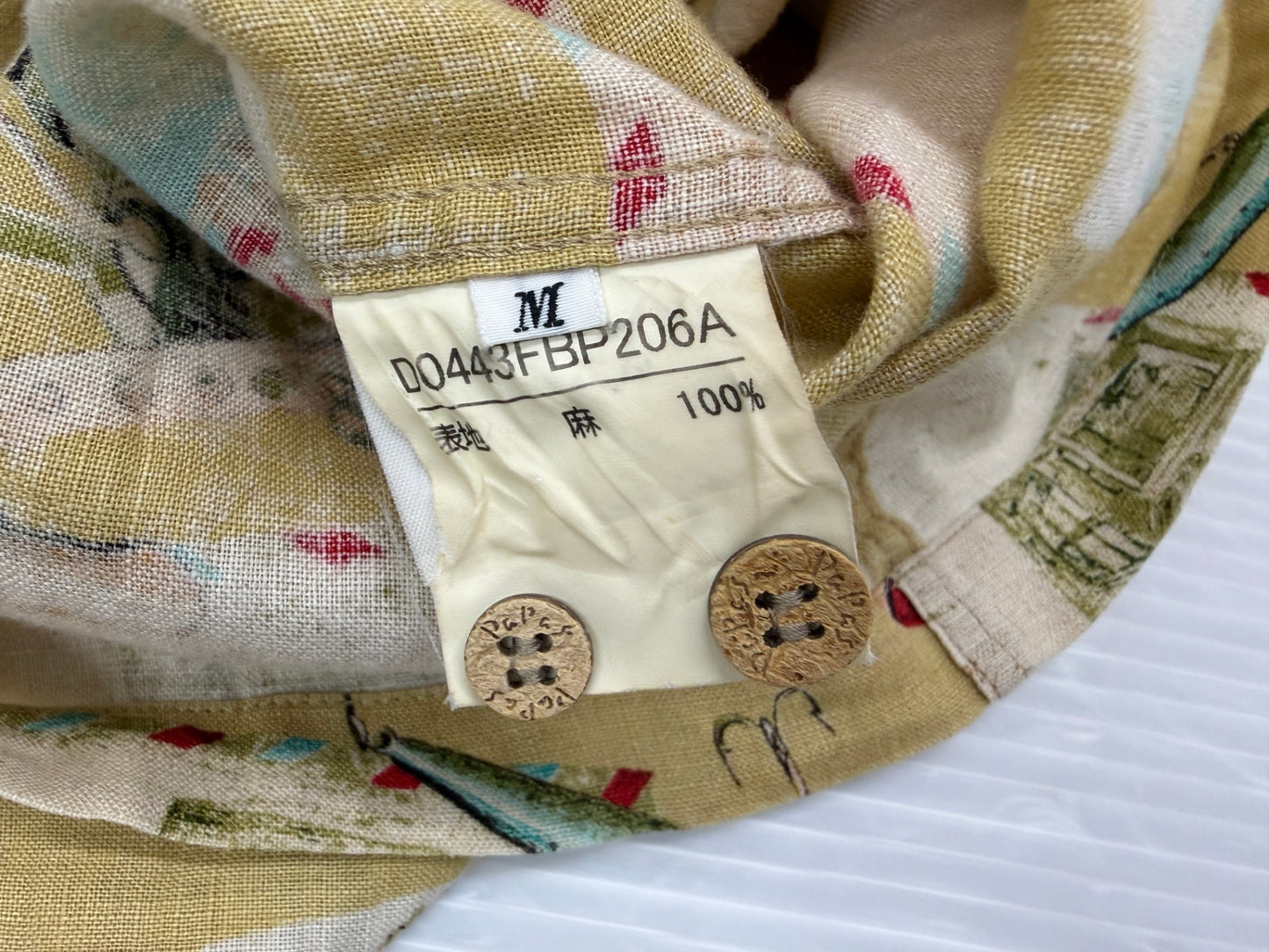 パパス アイランド アロハシャツ 麻100% 日本製 オープンカラー 半袖 サイズM PAPAS ISLAND